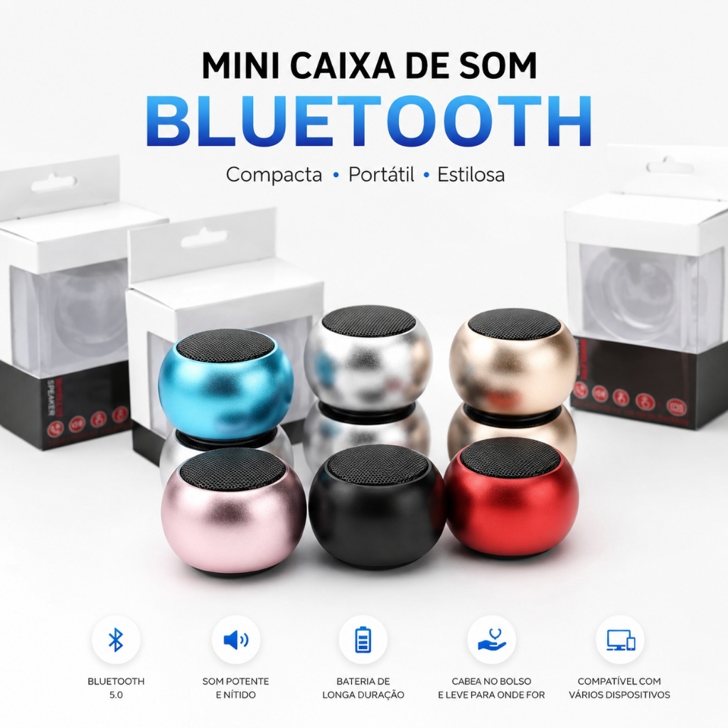 Mini Caixa De Som Bluetooth M3 Portátil Metal 3W Alto Falante Sem Fio Recarregável