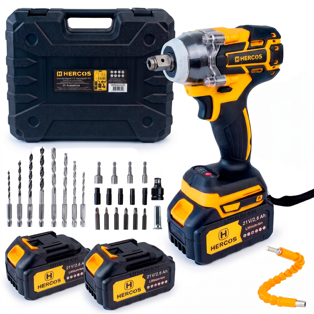 Parafusadeira Furadeira Impacto 21v 300nm Brushless Kit 25 Acessórios Recarregáv