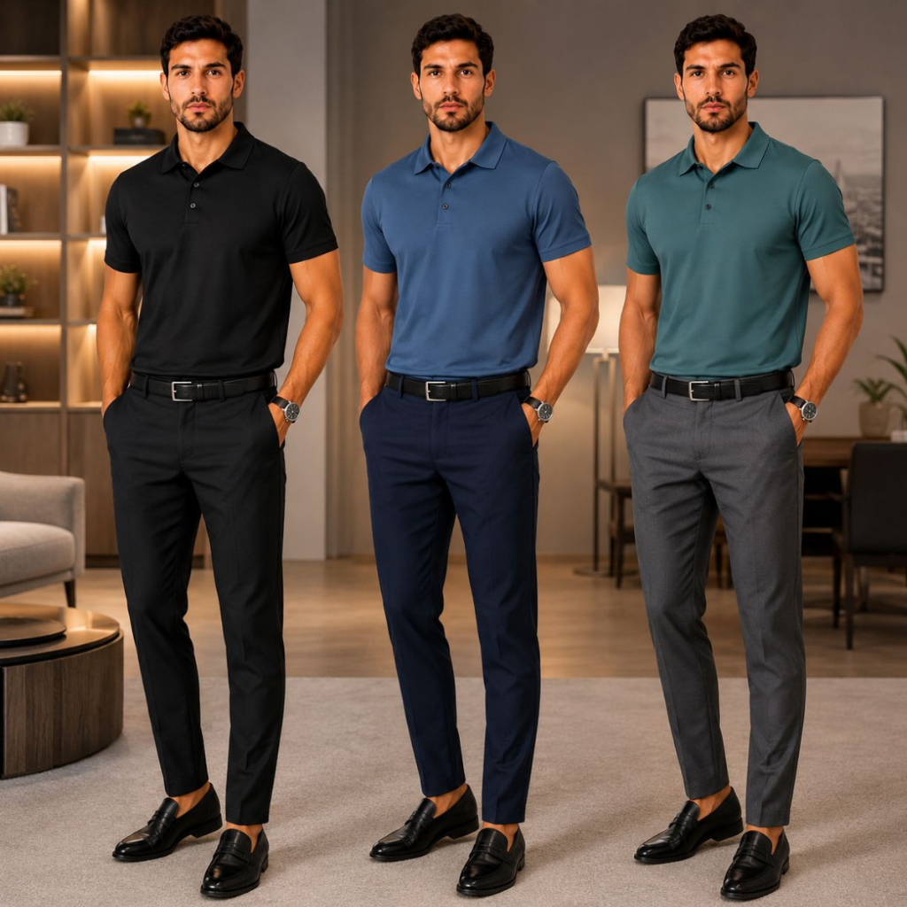 Kit 3 Camisa Polo Masculina Tecido  Gelado Frio  Premium Elástico não Amassa