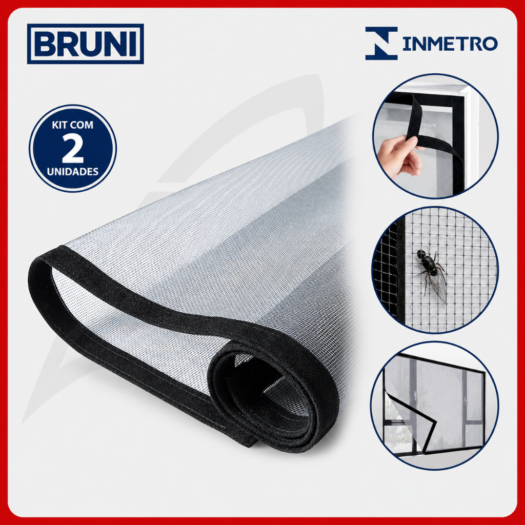 2 Telas Mosquiteiras Para Janela Anti Mosquito Com Velcro