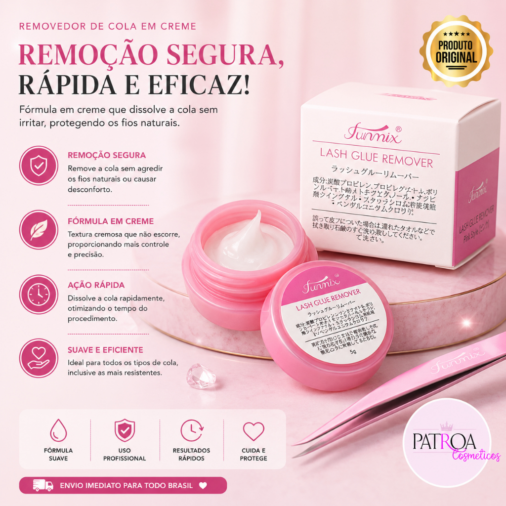 Removedor De Cola Em Creme Funmix 5g Alongamento Extensão De Cílios Original