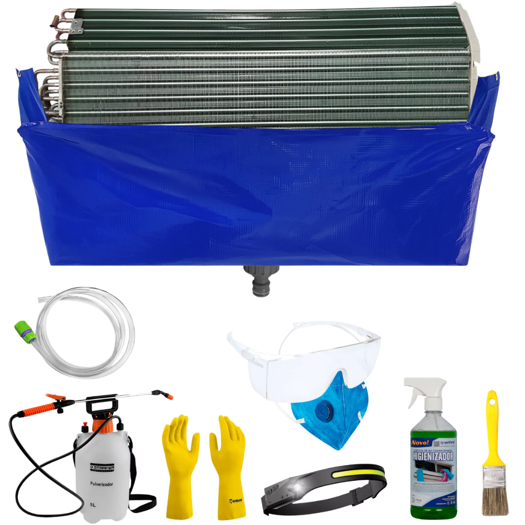 Kit Para Limpeza De Ar Condicionado Split + Saco Coletor 24k + Pulverizador 5L + Higienizador