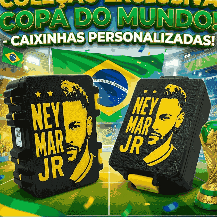Caixa Personalizada Neymar JR porta Figurinhas até 300 Figuras Copa do Mundo 2026