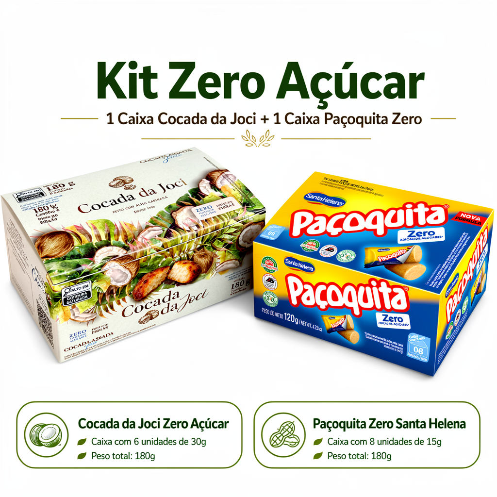 Kit Zero Açúcar Cocada da Joci 180g + Paçoquita Zero 120g