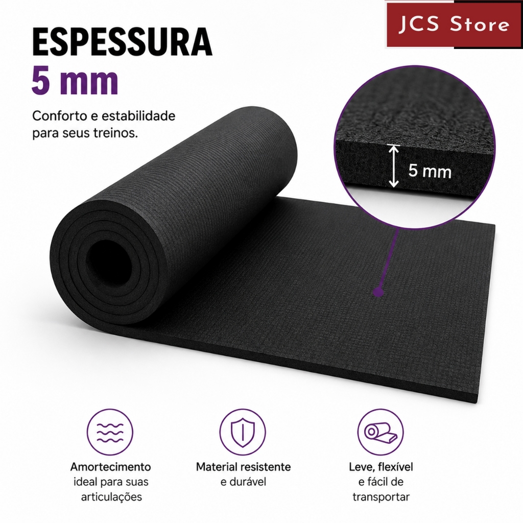 Tapete Yoga EVA 1,20x1,15m 5mm Antiderrapante Colchonete Pilates Exercícios Fitness Ginástica Aeróbica — imagem 2 de 2