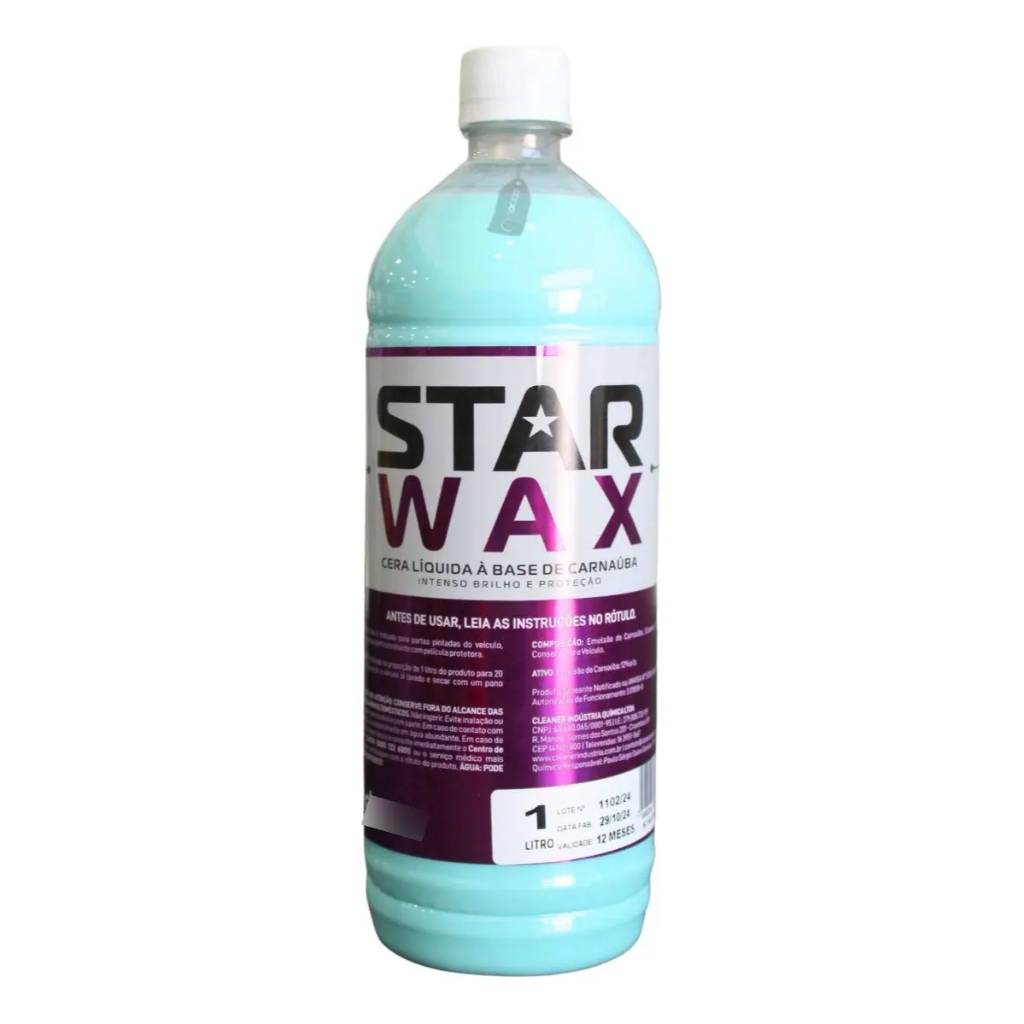 Cera Líquida Cleaner Star Wax Carnaúba 1L Brilho Alta Diluível 1:20