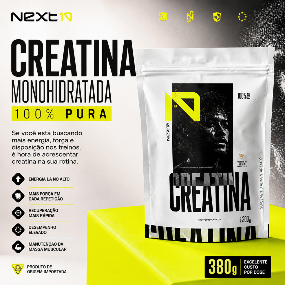 Creatina Monohidratada 100% Pura 380g Sem Sabor Next 10 Original