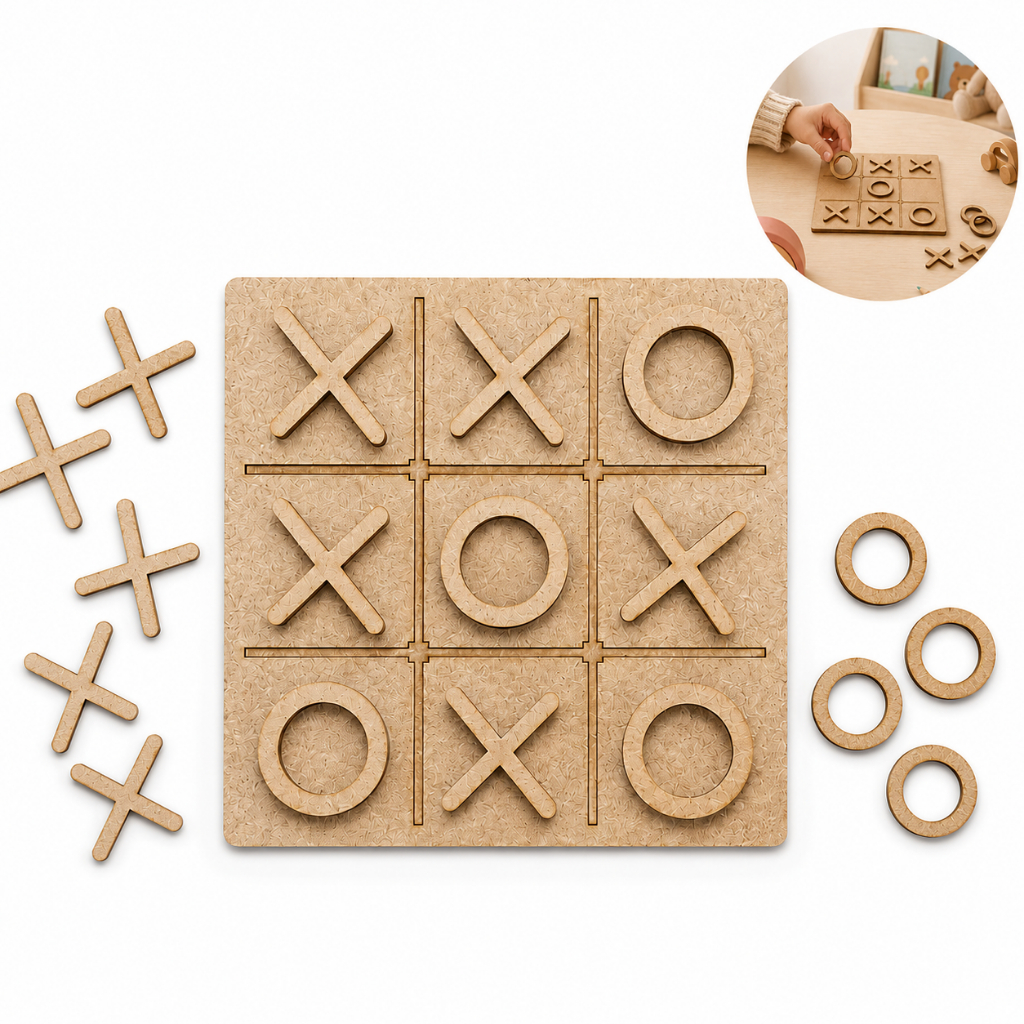 Kit Jogo Da Velha Tabuleiro Em MDF 10x10cm Para Lembrancinha Educativa