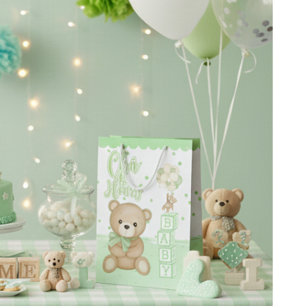 Sacolinha (M) | Sacola Chá de Bebê Ursinho Verde Menino  Personalizada | Lembrancinha de Aniversário | PEGUE E MONTE