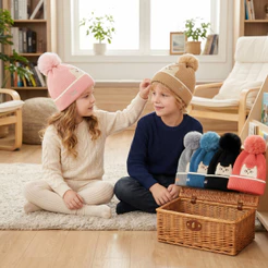 Gorro Touca Longo Infantil Menino Menina Tricotado Quente Inverno Fashion Para 2 a 6 anos FMZ0125GA