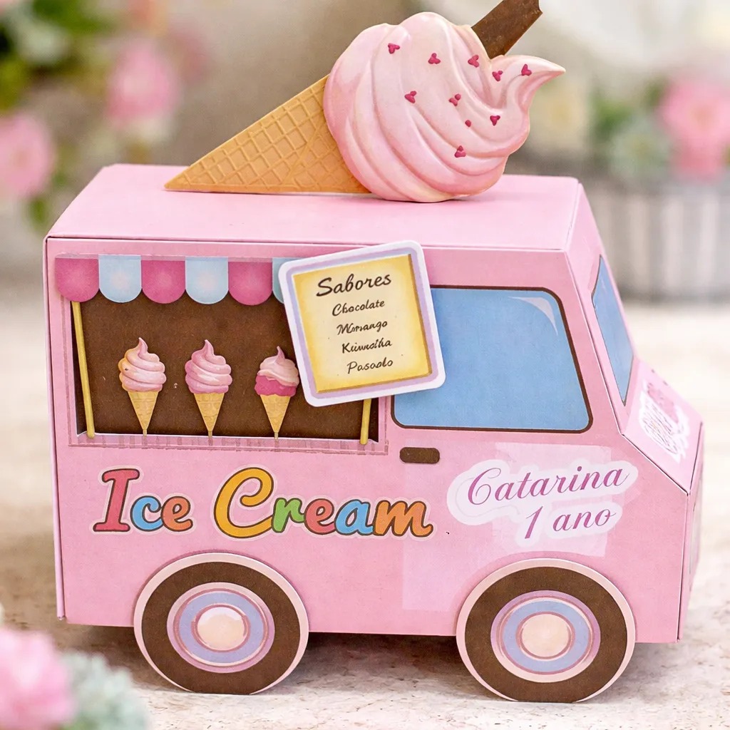 Kit 30 Lembrancinhas Sorveteria Sorvete Confeitaria Caixinhas Aniversário Festa Infantil Caminhão