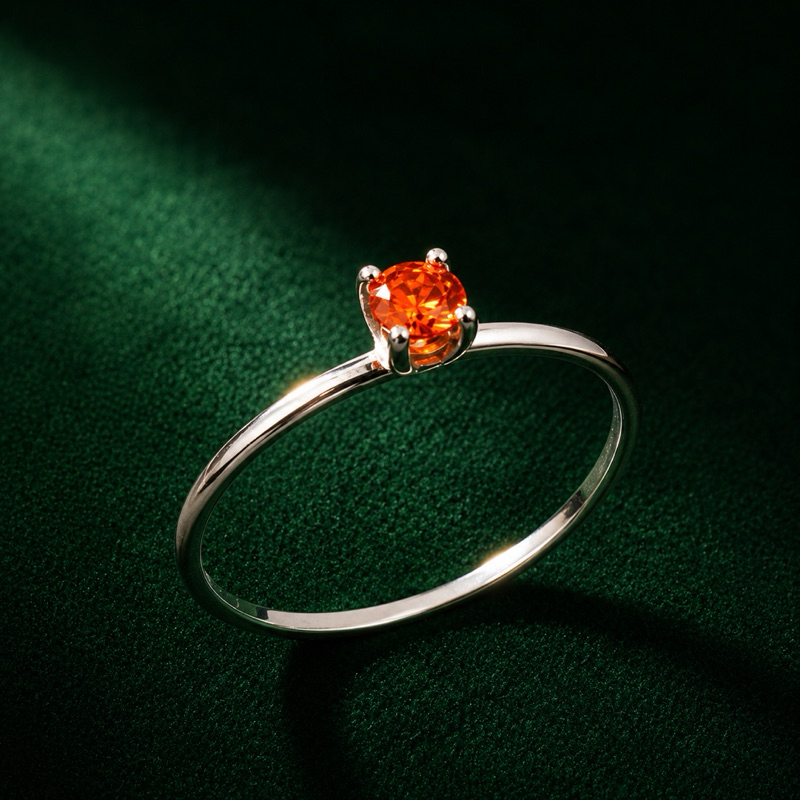 Anel Prata 925 Aro Fino Laranja Aperol 3mm Delicado e Elegante