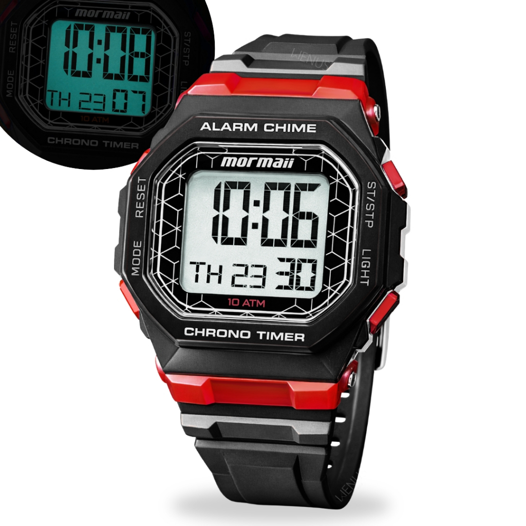 Relógio Mormaii Masculino Digital Esportivo Para Academia Quartz Com Visor Noturno A Prova D'água 100 Metros Original
