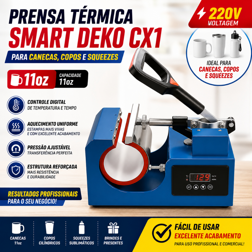 Máquina De Estampar Canecas Prensa Térmica Digital 11oz Para Sublimação Copos Caneca Personalizada 220V