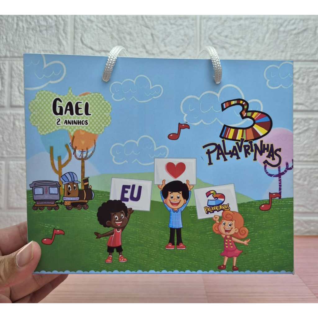Sacolinha Surpresa Personalizada com Alça - Semi-Montadas - Lembrancinha para Festas - 3 Palavrinhas Menino