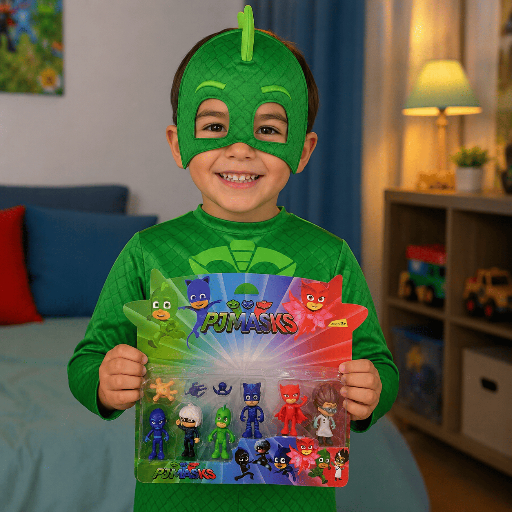 Kit 6 Bonecos Desenhos  PJ Masks Articulados 8cm Amaya Connor Infantil Pjmasks Menino Menina