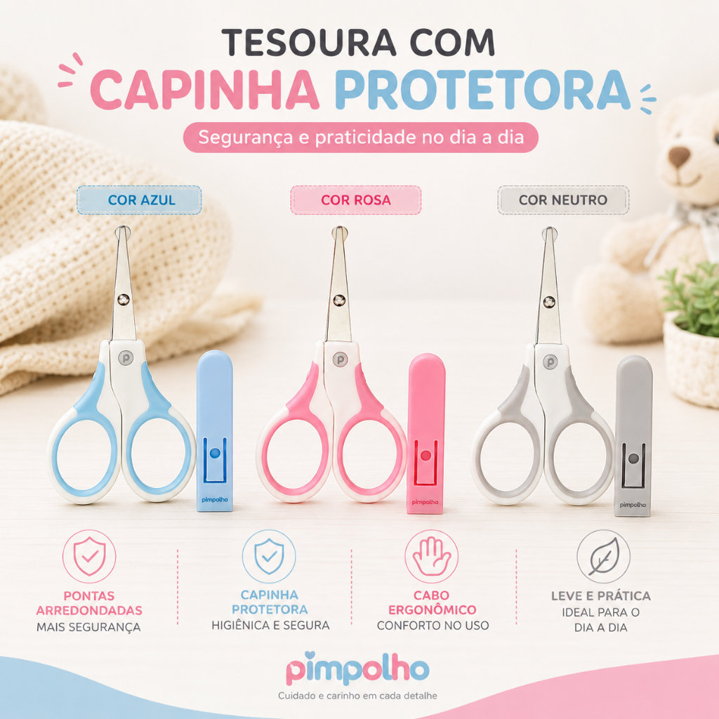 Tesoura para Bebe Recém nascido Pimpolho + capinha