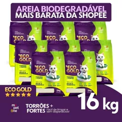 Kit 8 Areia Biodegradável Milho e Mandioca para Gatos Cat Bio Eco Gold Grãos Finos MyPetOne - 16Kg