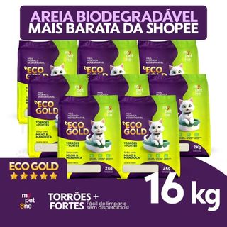 Kit 8 Areia Biodegradável Milho e Mandioca para Gatos Cat Bio Eco Gold Grãos Finos MyPetOne - 16Kg