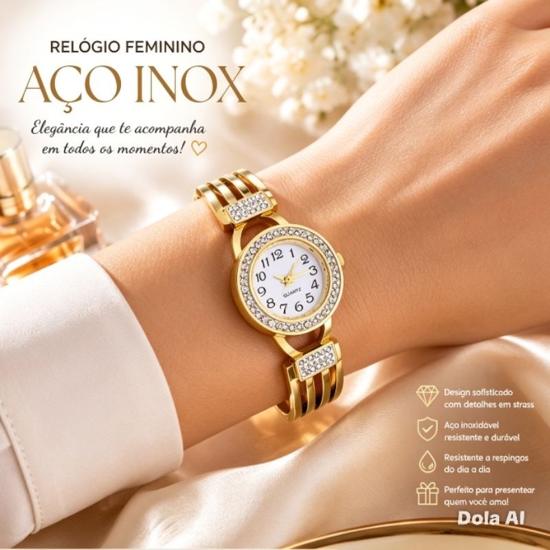 Relógio Bracelete Feminino em Aço Inox