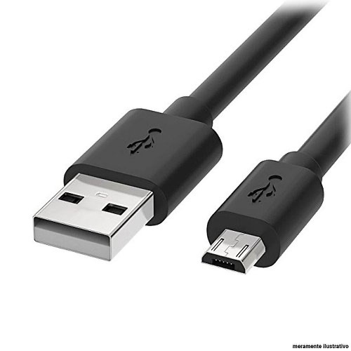 Cabo USB V8 Micro USB 1 Metro Preto Carregamento Rapido Compatível Smartphone Android Tablet Dualshock 4 Kindle Celular