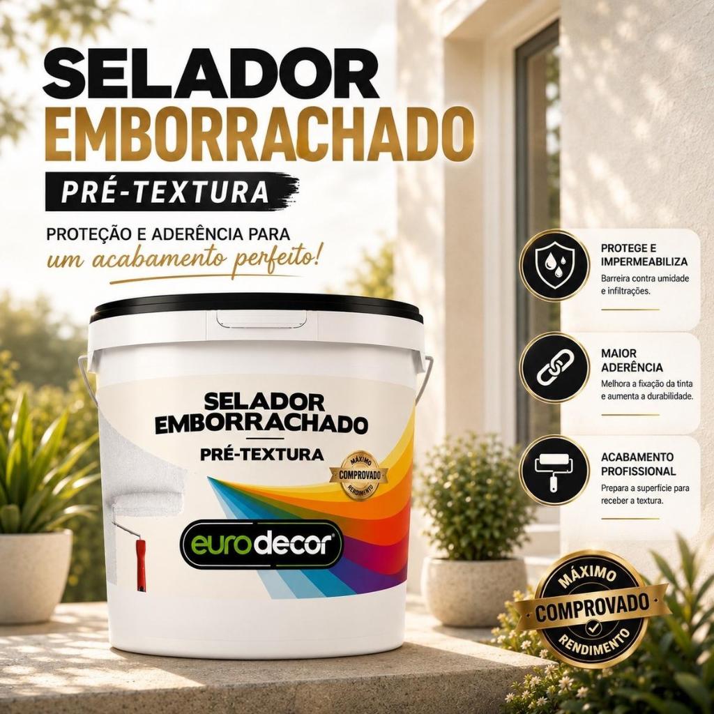 Selador Emborrachado Eurodecor Base Flexível Alta Aderência Concreto Drywall e Reboco 1L Ou 3.6L
