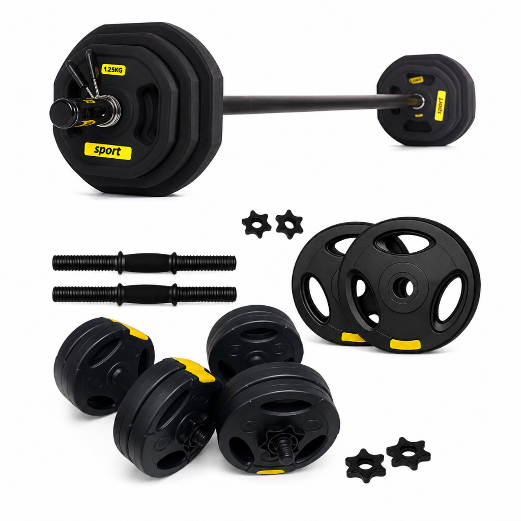 Kit Musculação Pump 19kg + Halteres Ajustáveis 40kg Ahead Sports