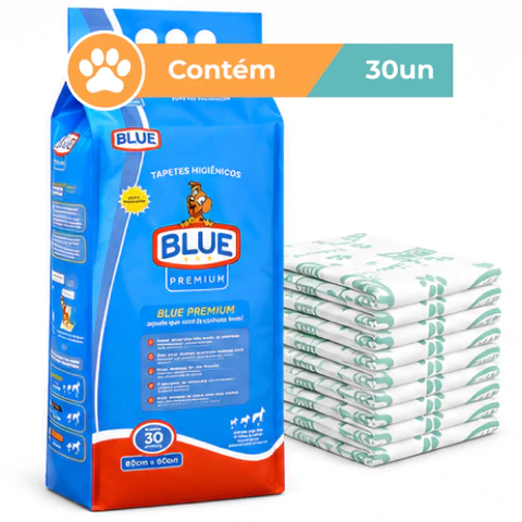 Tapete Higiênico Blue Premium Cães 80x60cm 30 Unidades