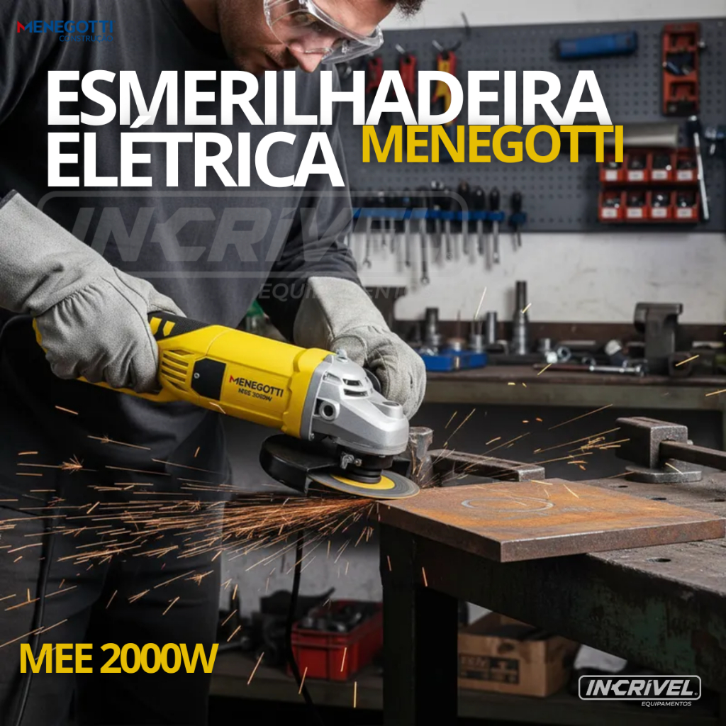 Esmerilhadeira Rebarbadora Moedor Elétrico Menegotti MEE-2000W 9 Polegada Corte Desbasta 127v 220v