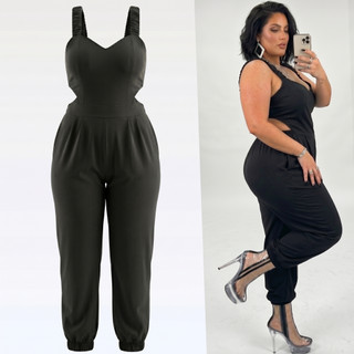 Macacão Longo Plus Size Skinny Tamanho Grande Valoriza as Curvas Elegante Moderno G1 G2 G3