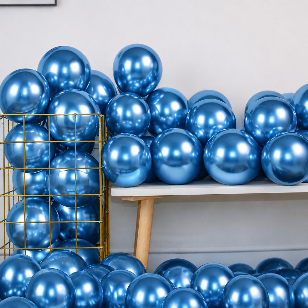 Balões São Roque Bexigas Metallic Azul Metalizado C/25 Unidades