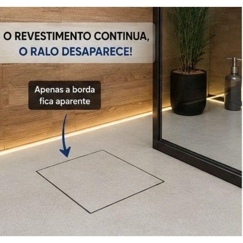 Ralo Oculto 15x15 Invisivel Inteligente Seca Piso com tela anti-inseto