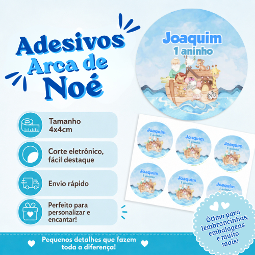 Adesivo Personalizado Arca de Noé | Lembrancinha | Festa Infantil | Aniversário