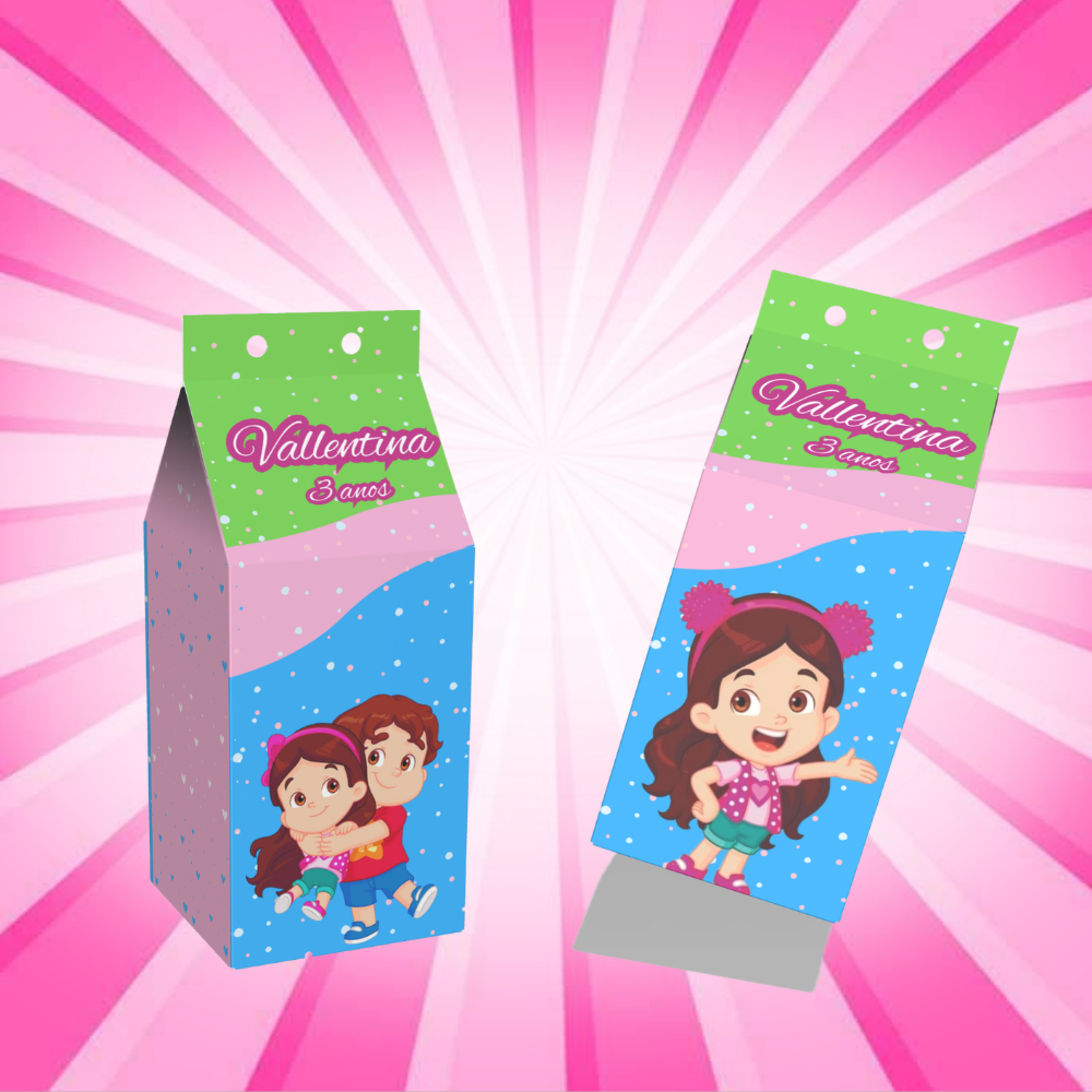Caixinha MILK SURPERSA Lembrancinha Sacolinha Personalizada Maria clara e JP