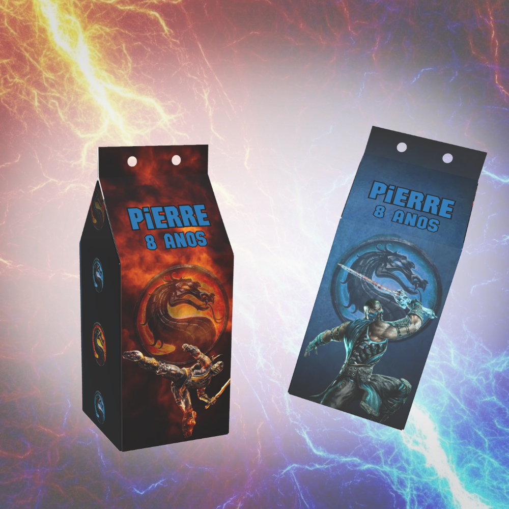 Caixinha MILK SURPERSA Lembrancinha Sacolinha Personalizada Mortal Kombat