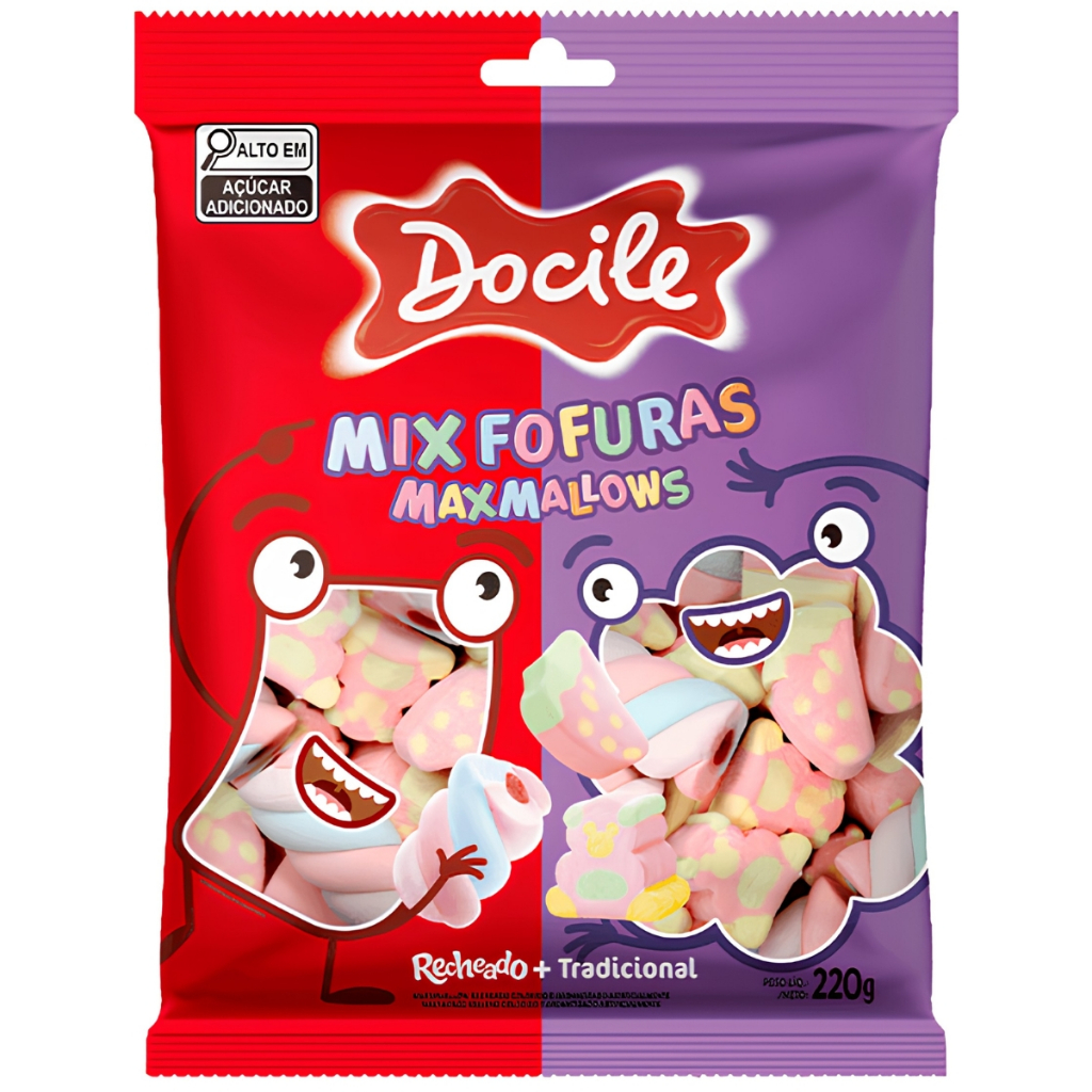 Marshmallow Mix de Fofuras Recheado + Tradicional 220g Docile