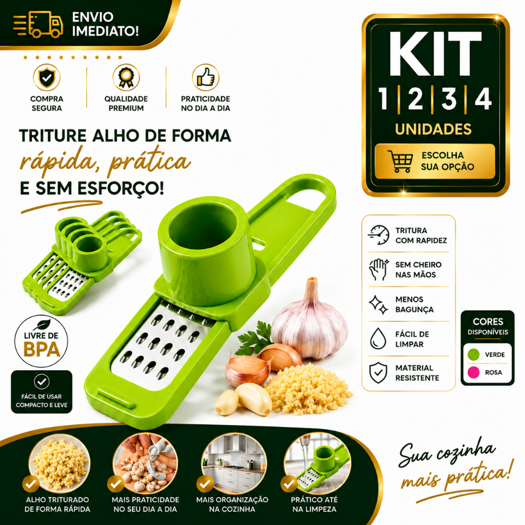Mini Triturador de Alho Manual 1/2/3/4 Ralador Compacto Cozinha Fácil de Limpar Resistente