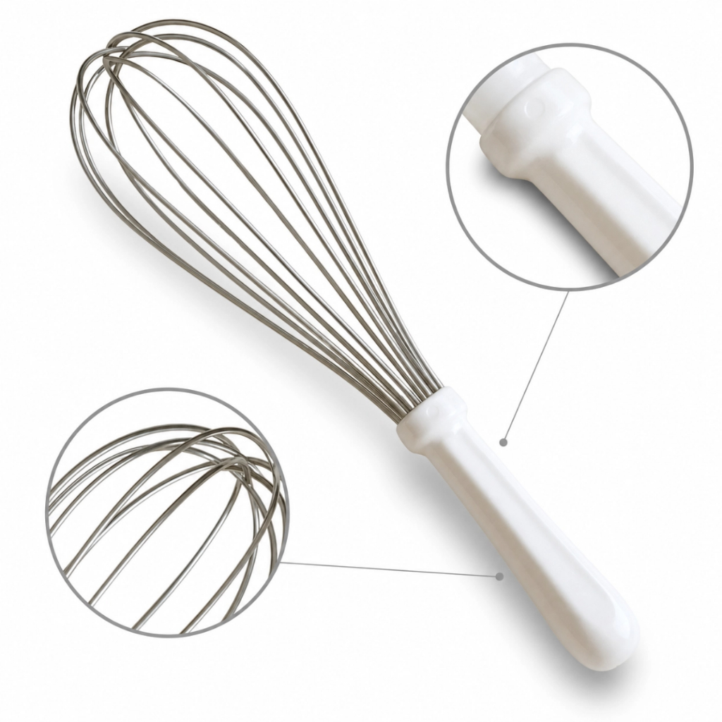 Fuê Fouet Batedor De Ovos Profissional 30cm Inox Cabo Branco Cozinha