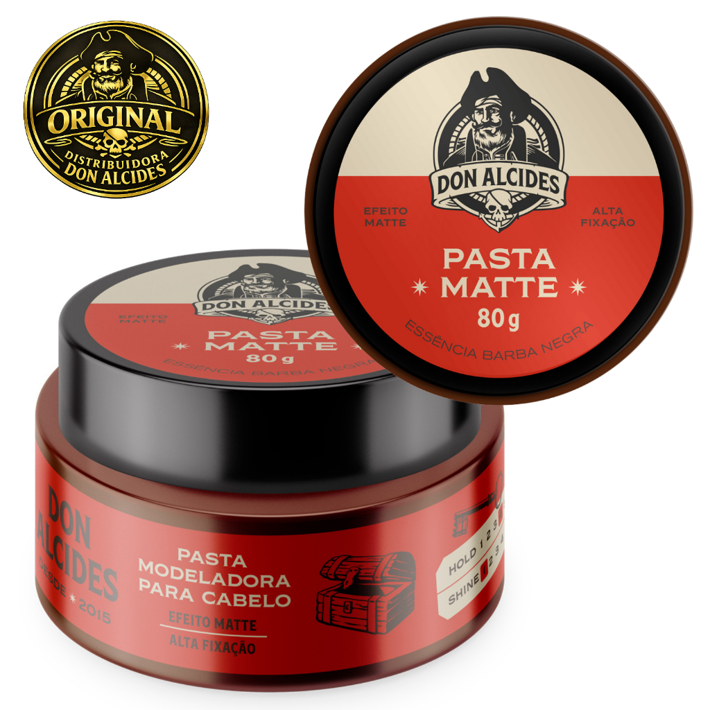 Pasta Pomada Modeladora Matte p/ Cabelo Masculino - Don Alcides Barba Negra