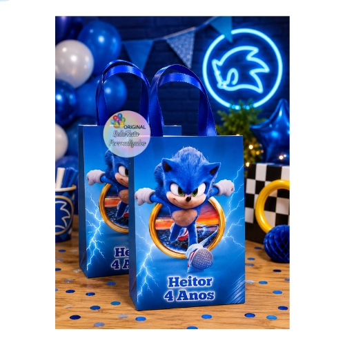 sacolinha surpresa personalizada  lembrancinha sonic festa infantil