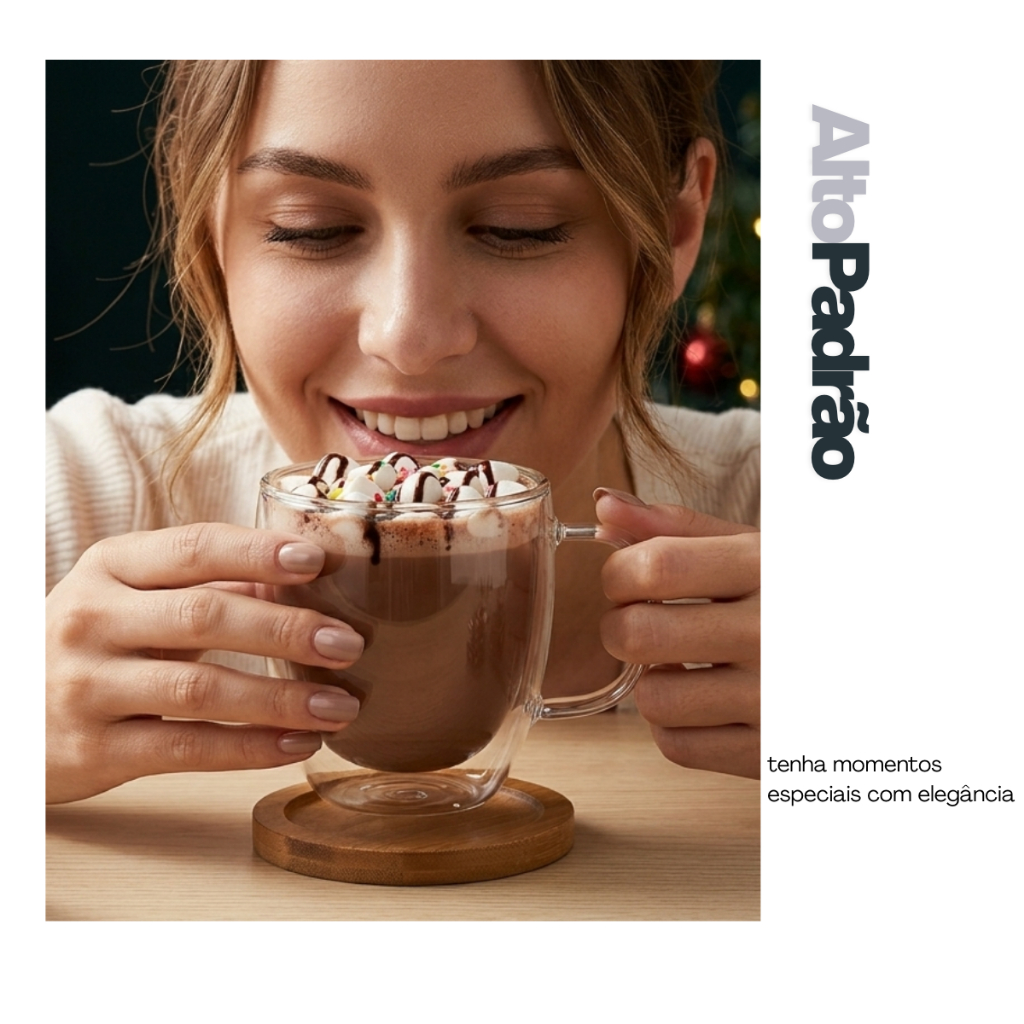 Copo Xícara Parede Dupla de Vidro 250 ml Copo de Café Chá Suco Copo Duplo Isolante Térmico — imagem 2 de 2