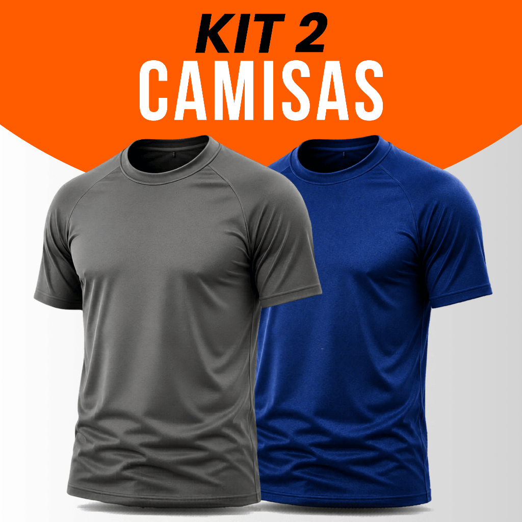 Kit 2 Camisetas Dry Fit Masculina Academia Treino Corrida Fitness Esportiva Malha Fria Leve Lisa