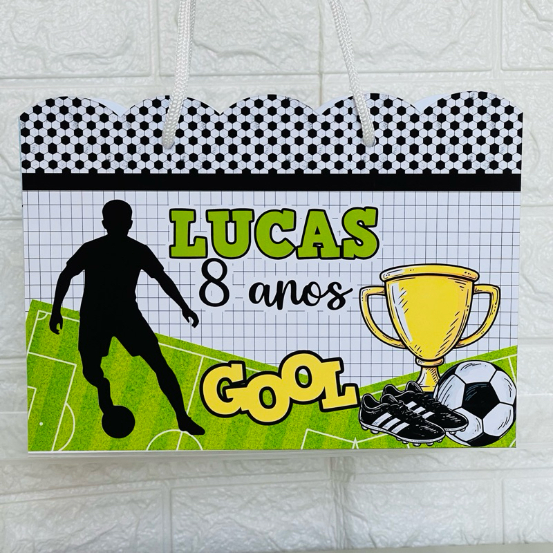 Sacola Personalizada Futebol Pegue e Monte com Nome e Idade | Lembrancinha Festa Infantil sacolinha