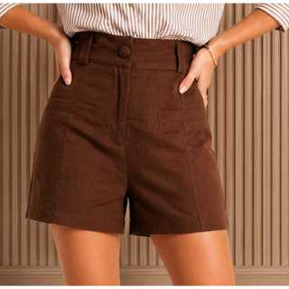Short Alfaiataria Short Social Short Cós Alto Short Casual Moderno Short Feminino Moda Elegante