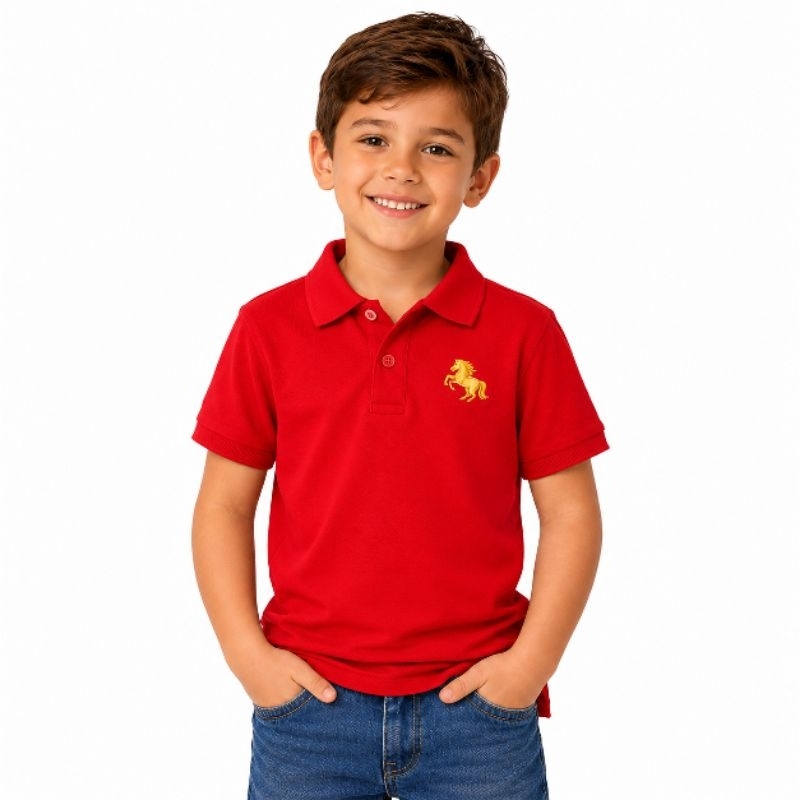 Camisetas gola polo  infantil, juvenil menino 100 % algodão ( Aplique em dtf)(HORSE)