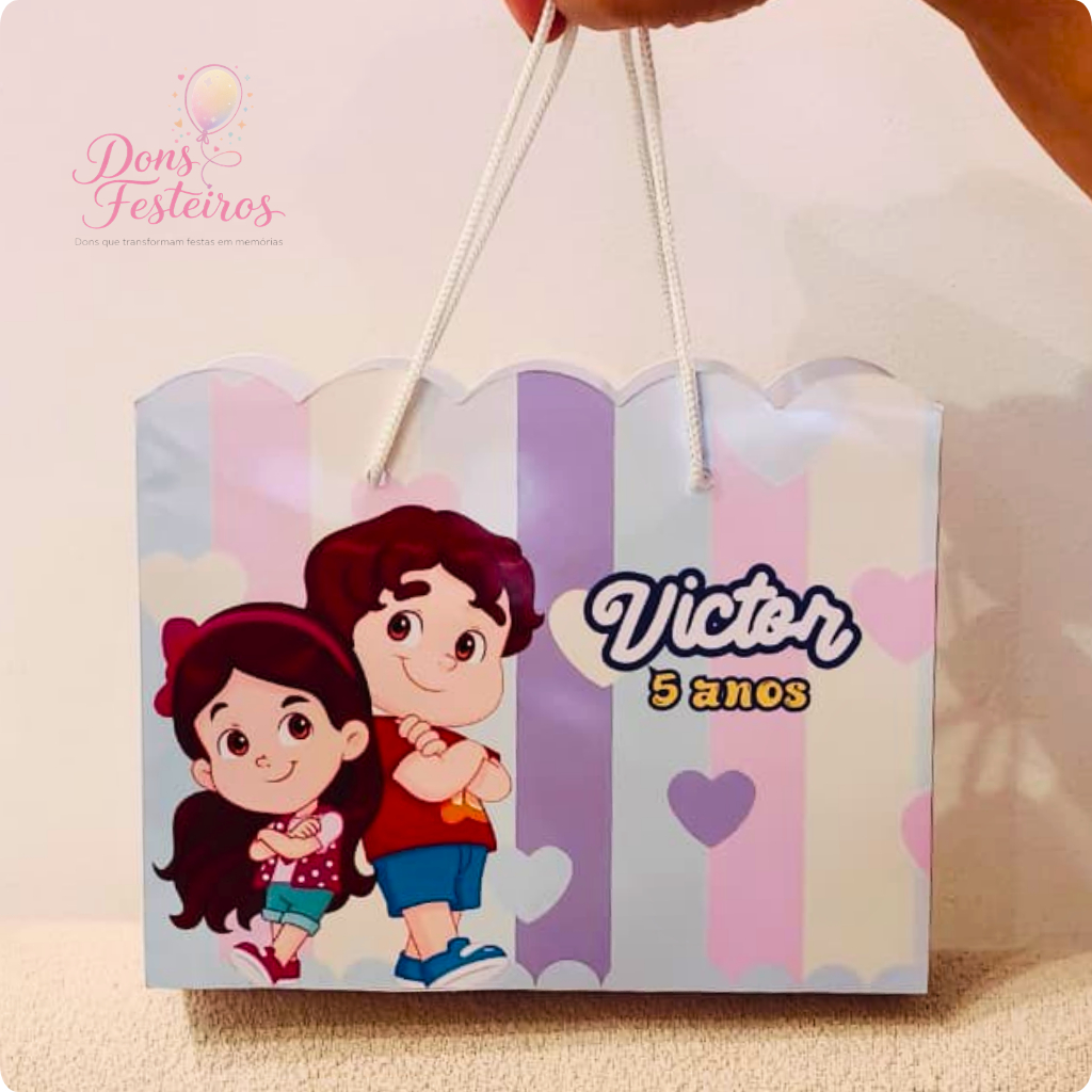 Sacolinha Personalizada Maria Clara e JP para Lembrancinhas | Festa Infantil| Kit 10 15 20 25