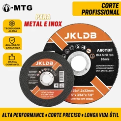 MTG Kit Discos de Corte Abrasivo 4" 5" 107mm 125mm para Esmerilhadeira Angular, Disco Fino Corte Metal Aço