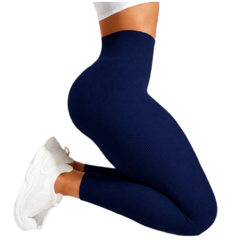 Imagem Legging feminina canelada leg sem costura de cintura alta academia yoga e treinos