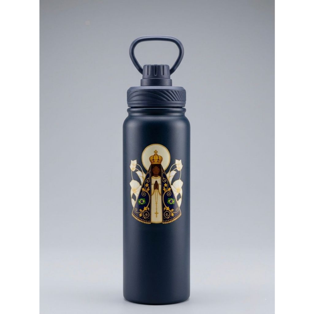 Garrafa Térmica Personalizada 800ml Aço Inox com Nome e Estampa Nossa Senhora — imagem 2 de 2