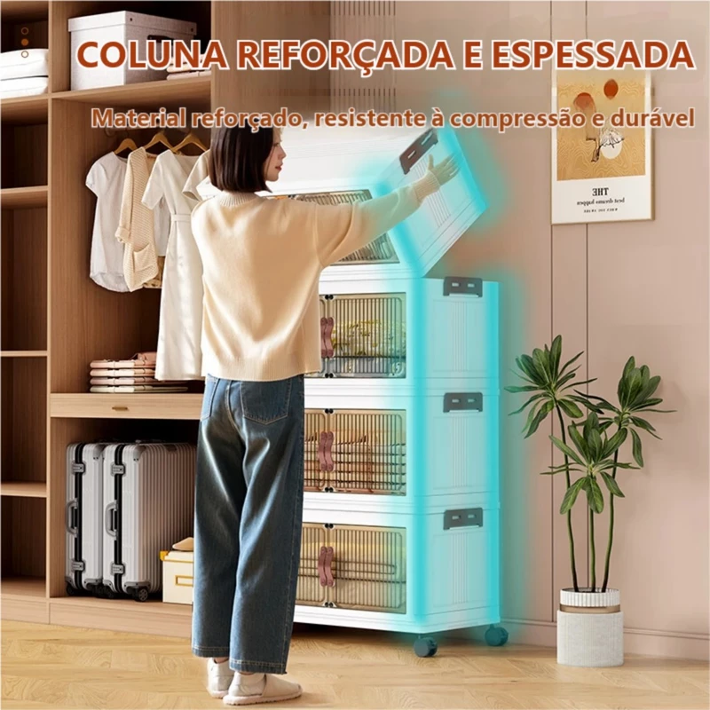 Armário Caixa Organizadora Dobrável Transparente USK 50cm Empilhável — foto 3